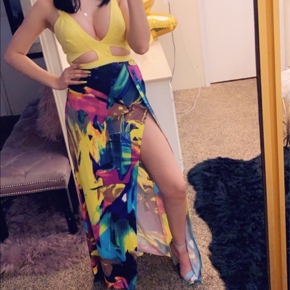 COPY - Won’t hold you back maxi dress -Yellow Combo - Picture 1 of 5